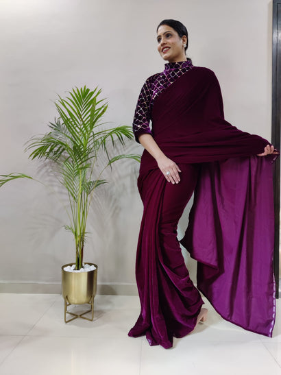 Buy Wine Color Saree Online At Great Prices – Koskii