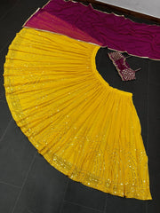 New trending beautiful yellow colour haldi outfit lehenga choli