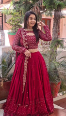 Red colour designer embroidery and sequence work lehenga choli