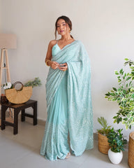 Designer sequence and embroidery on premium georgette saree