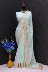Beautiful thread and sequence  work saree designer saree