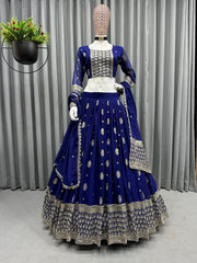 Royal blue colour embroidery with sequence work lehenga choli