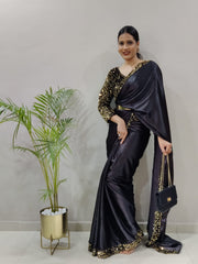 Most beautiful ready to wear black colour saree