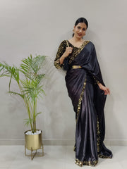 Most beautiful ready to wear black colour saree