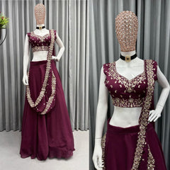 On trending two way saree drape designer lehenga choli
