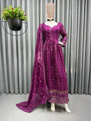 Beautiful embroidery and sequence work  designer suit