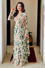 Beautiful designer 3 layer ruffle saree
