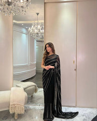 Classic and elegant sequence and embroidery work saree