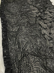 designer black colour beautiful sequence work saree