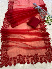 Beautiful cutwork ready to wear organza saree