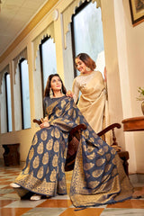 Grey Soft handloom weaving silk Saree