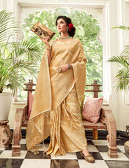 Ivory Soft handloom weaving Silk Saree