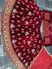 cherry red Designer Lehenga Choli with beautiful embroidery work with dupatta