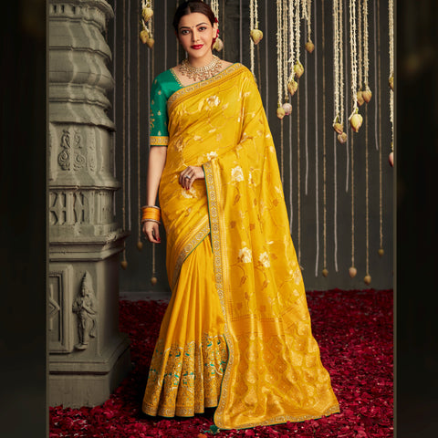 Yellow Color Wonderful Casual Look Cotton Silk Saree