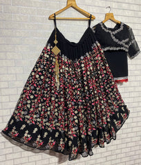 black colour designer embroidery work lehenga choli