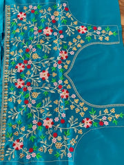 Aqua blue colour attractive  heavy embroidery work party wear lehenga choli