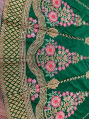 Green Colour Embroidered Attractive  work Party Wear Silk Lehenga choli