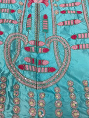 Aqua blue Colour Embroidered Attractive Party Wear Silk Lehenga choli