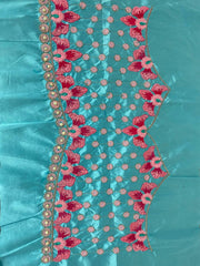Aqua blue Colour Embroidered Attractive Party Wear Silk Lehenga choli