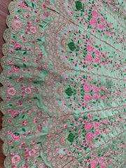 Pista green Colour  heavy Embroidered Attractive Party Wear satin Silk Lehenga choli