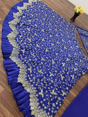 Royal blue Colour Embroidered Attractive Party Wear Silk Lehenga choli