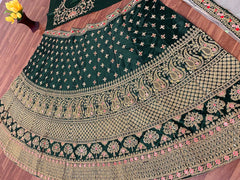 Dark green Colour  beautiful Embroidered  work lehenga choli